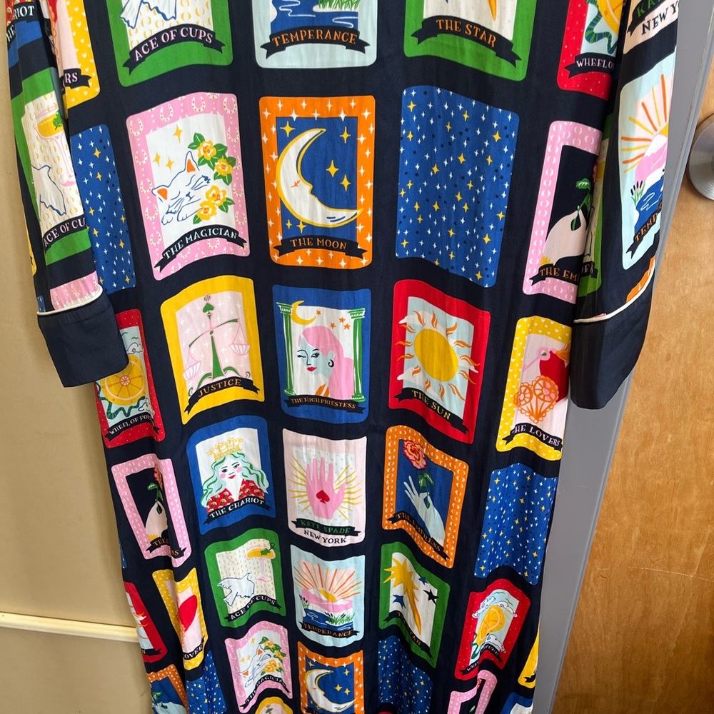 kate spade navy button-up with colorful tarot motif nightgown XL - Picture 11 of 14